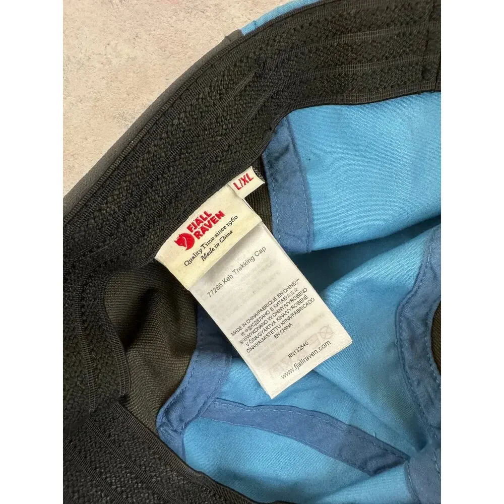 Fjall Raven Keb Trekking Hat Cap Large / XL Flex-fit Blue Black Hiking Camping